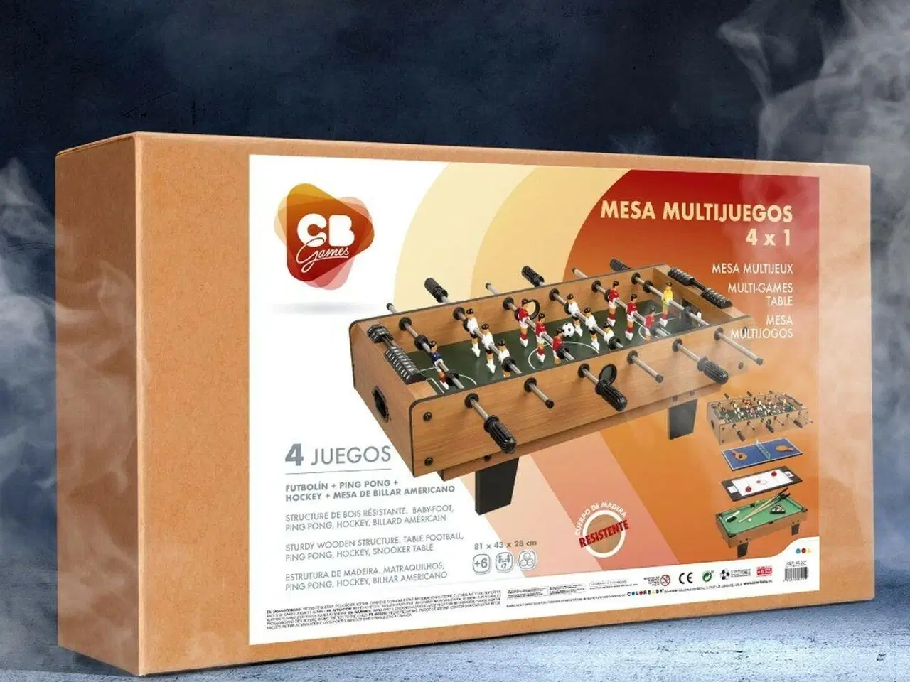 Billede 2 - Bordfodbold multispil CB Games 4‑i‑1 - 81 × 43 × 27 cm