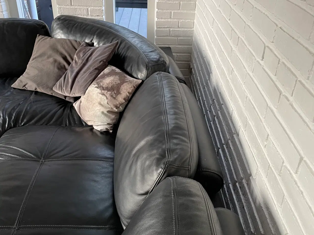 Billede 5 - Lædersofa sort - hjørnesofa 245x275cm 