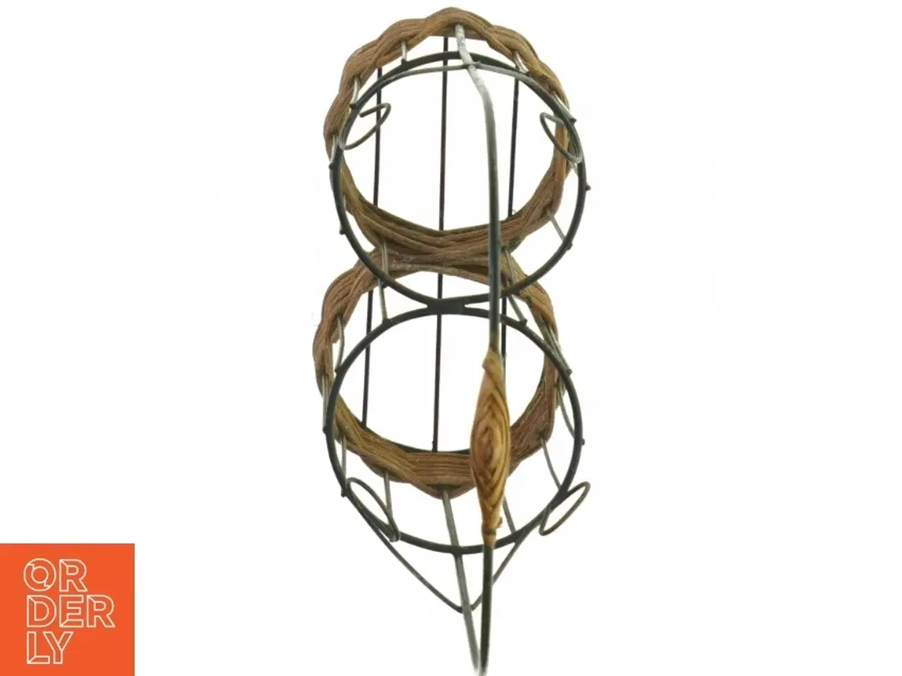 Billede 2 - Flaskeholder Kurv i Flet og metal med håndtag , Gaveindpakning (str. 39 x 21 x 10 cm)