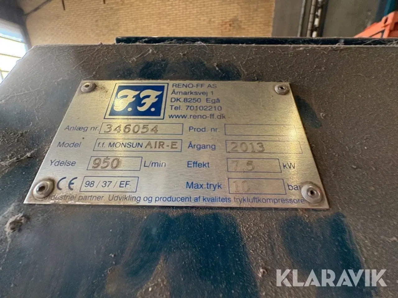 Billede 10 - Skruekompressor Reno F.F Monsun Air-E med lufttørreanlæg