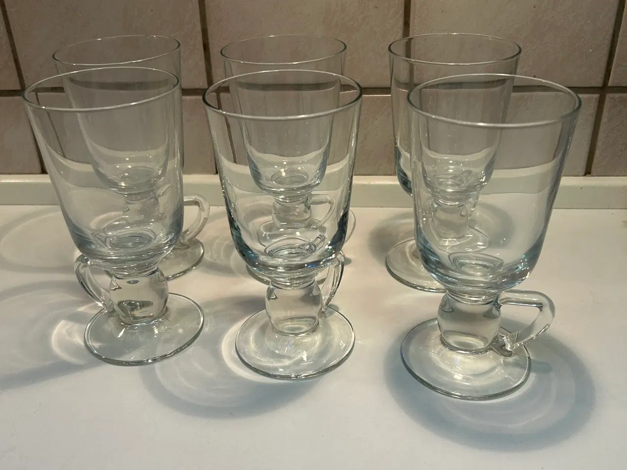 Billede 1 - 6 stk. glas på fod med hank  RETRO