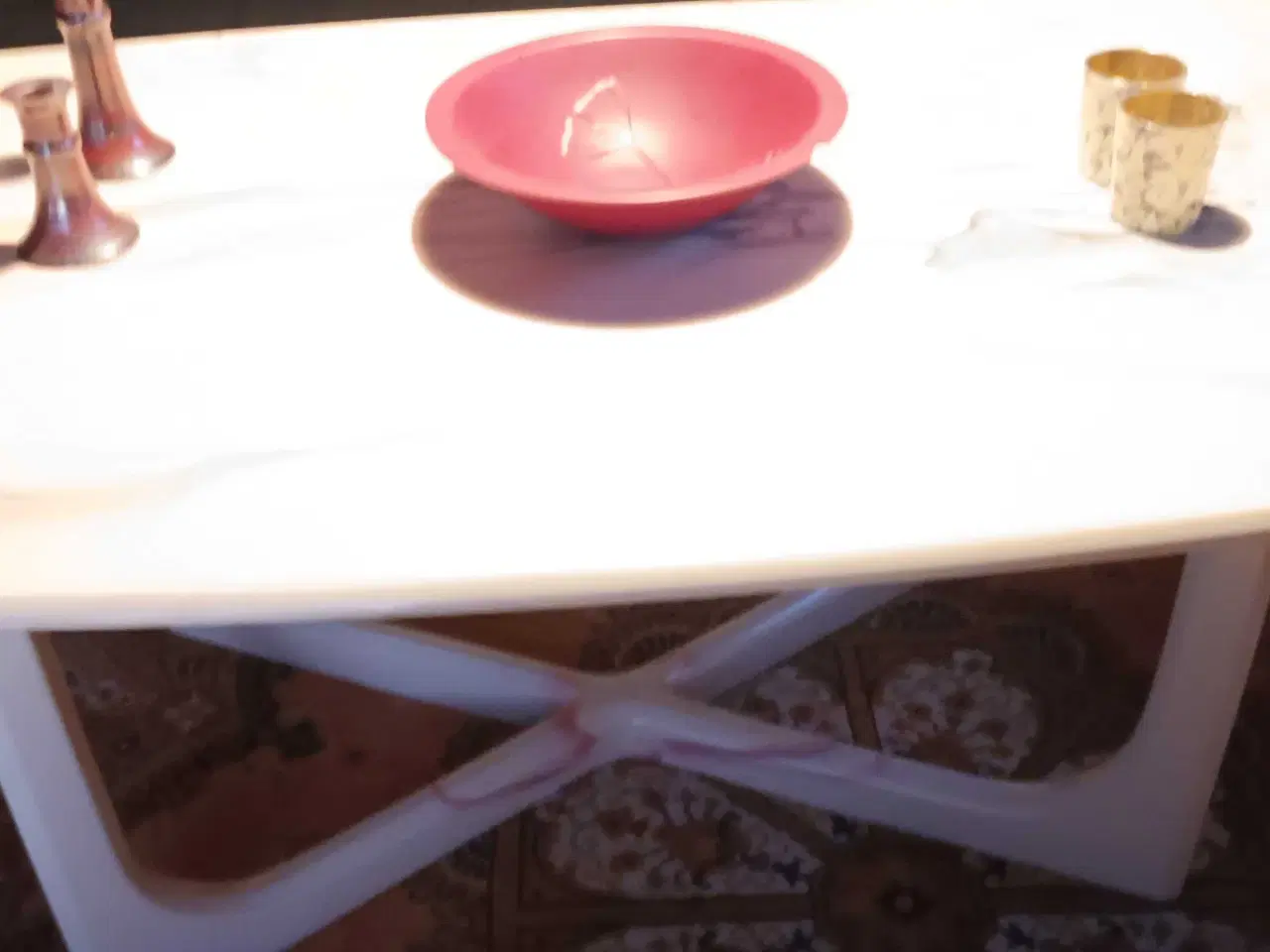 Billede 2 - Flot sofabord med plade og ben i marmor