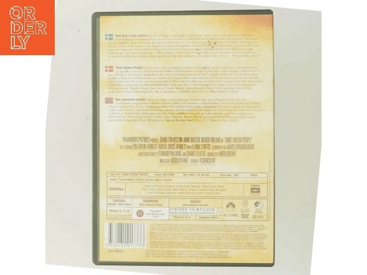Billede 3 - Three Violent People [dvd] med Charlton Heston (DVD)