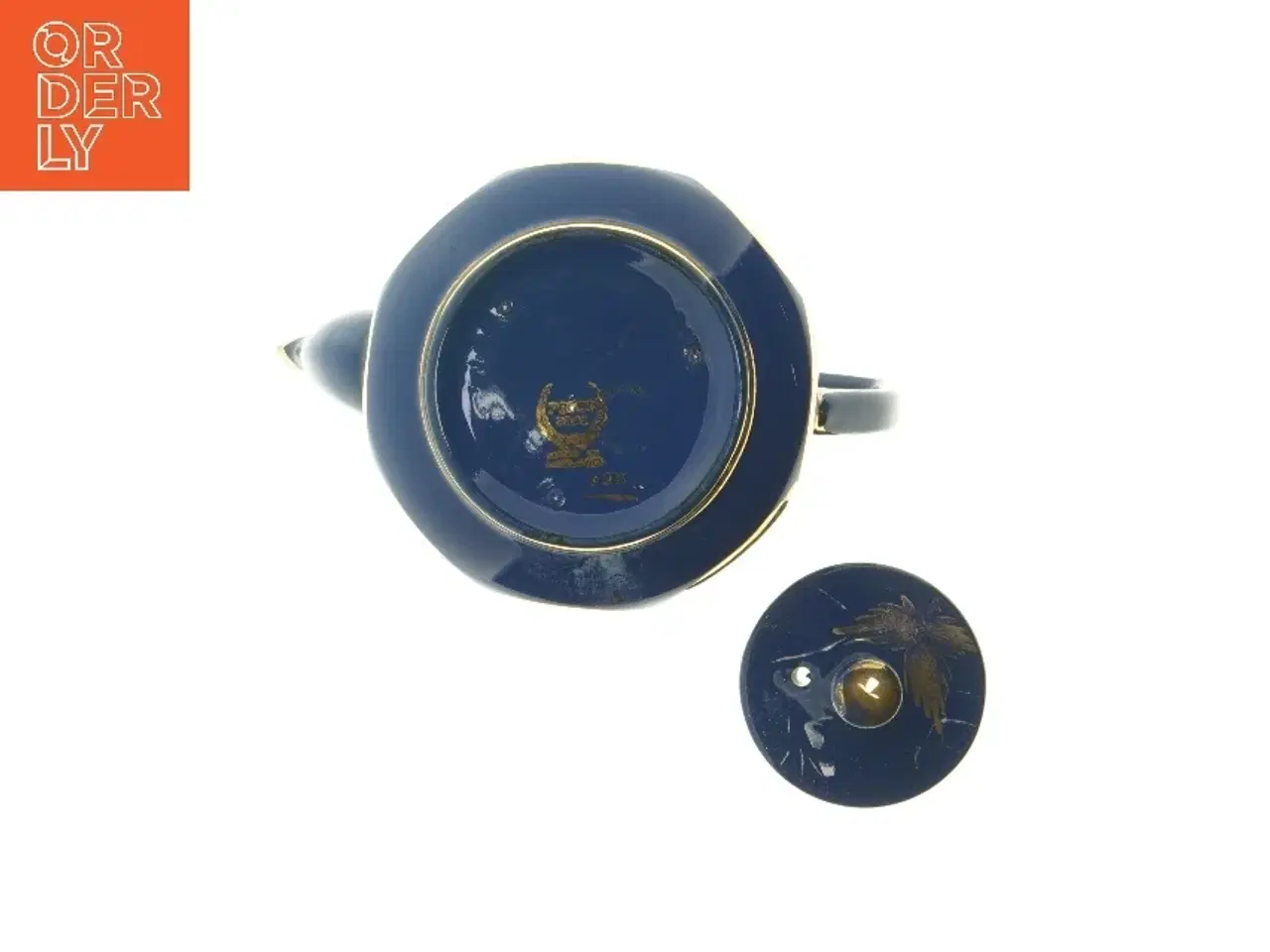 Billede 6 - Blå tekande med gulddekorationer (str. 20 cm)