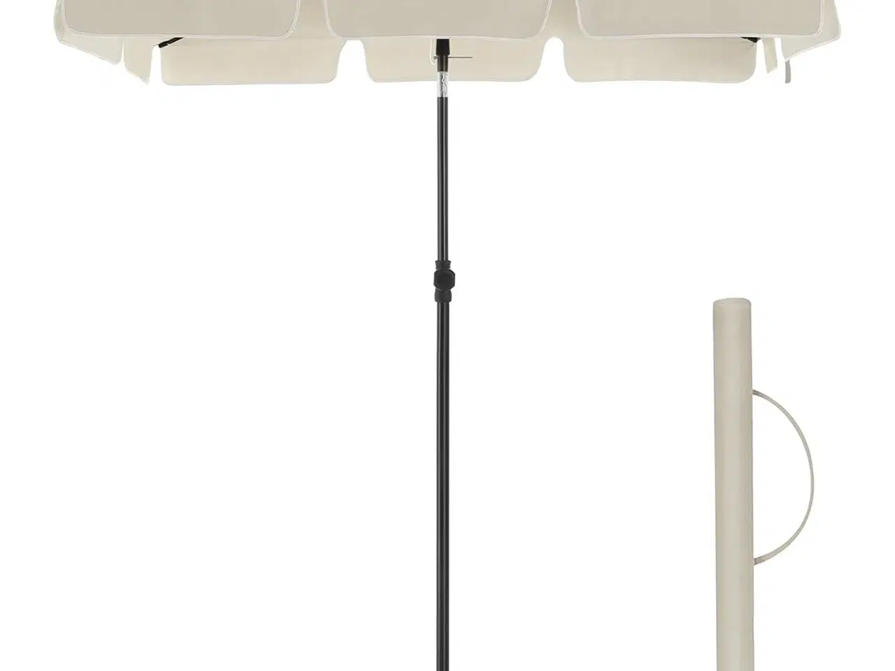 Billede 3 - Rektangulær altanparasols 2 × 1,25 m – UPF 50+, vippefunktion, beige med bæretaske