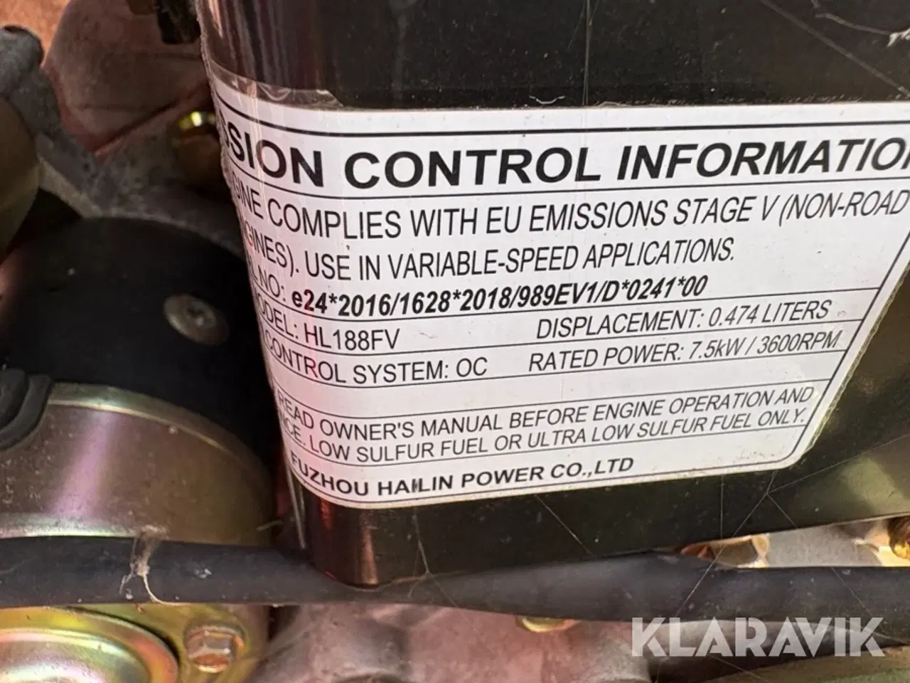 Billede 5 - Motorpumpe 12Hk Fuzhou hailin power Hl188fv