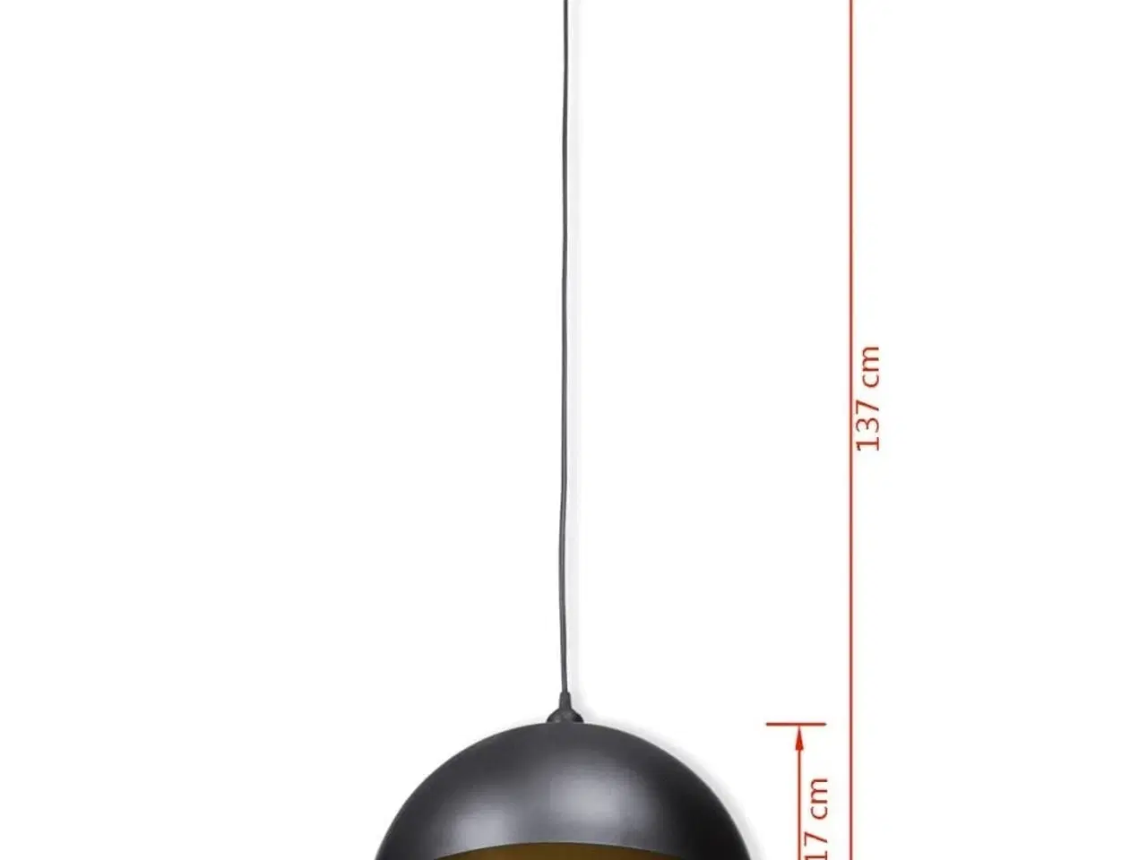 Billede 11 - Loftslampe halvkugle 2 stk. højdejusterbar sort