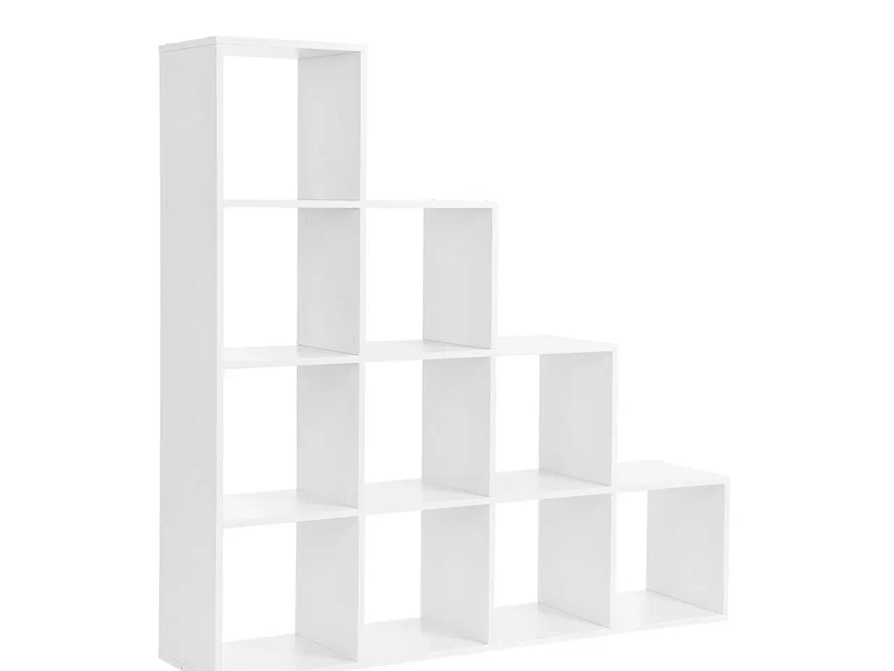 Billede 2 - Bogreol i kuber – VASAGLE trappereol, rumdeler, 10 åbne rum, hvid, 129,5 × 129,5 × 29 cm