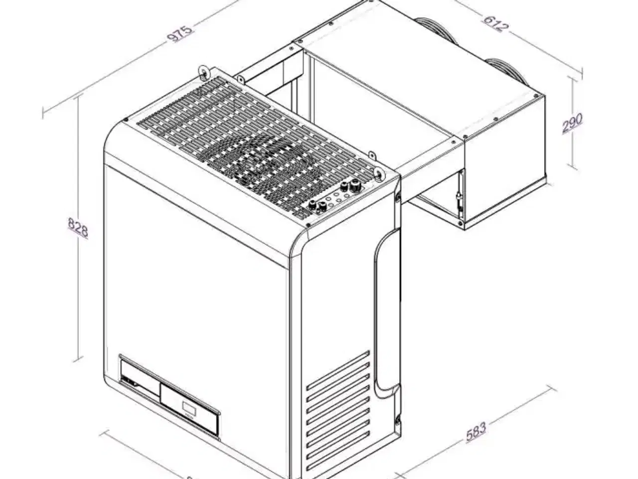 Billede 3 - Væg Køleaggregat 21 – 36,7 m³ – 1,2 kW