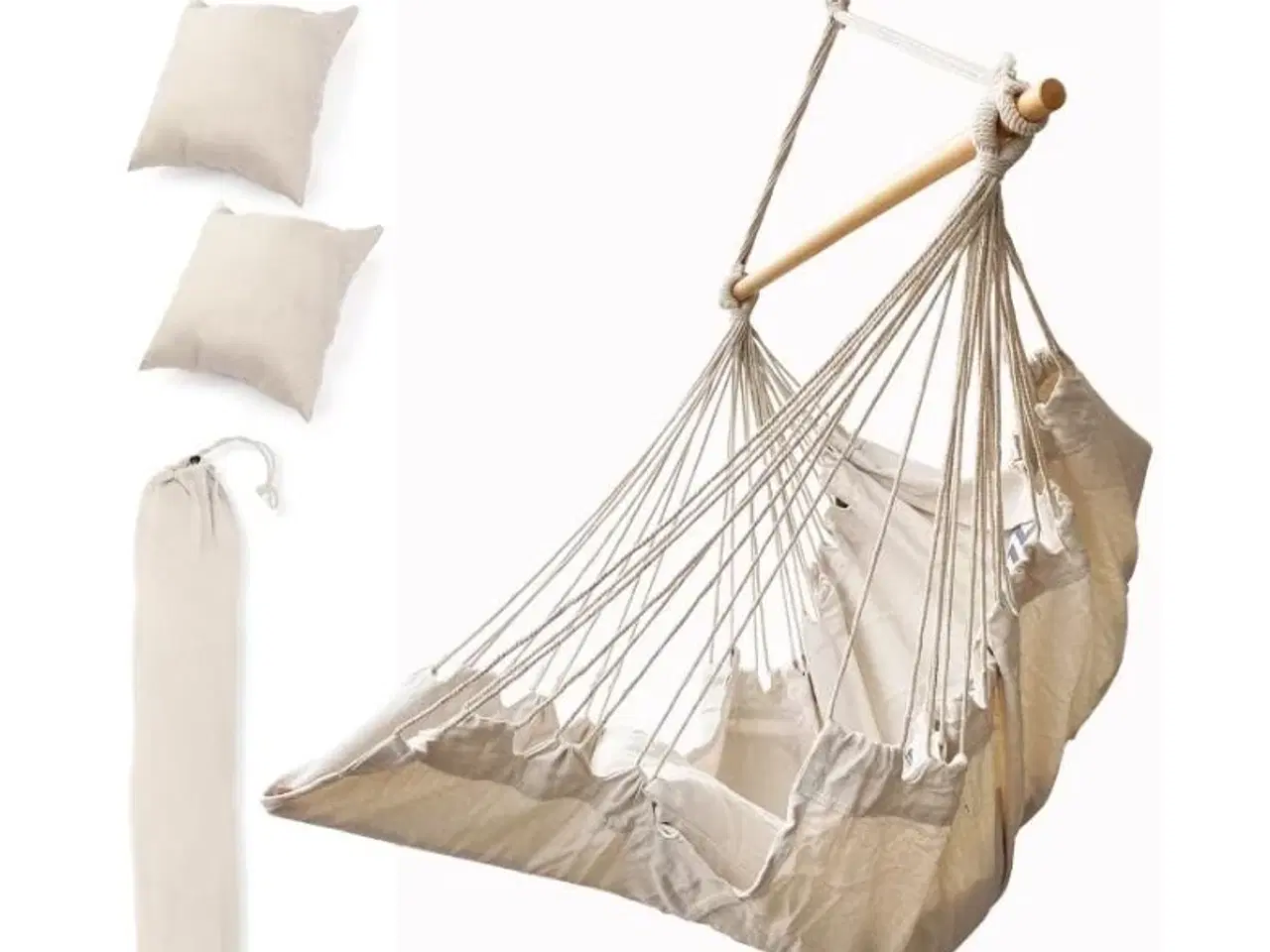 Billede 4 - Hængekøje-stol med fodstøtte – boho loungestol 130 cm, beige