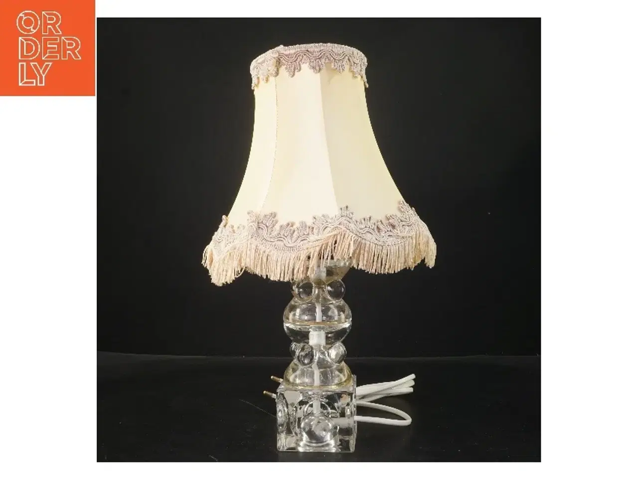 Billede 1 - Bordlampe med lampeskærm og glaskrop (str. 38 cm)