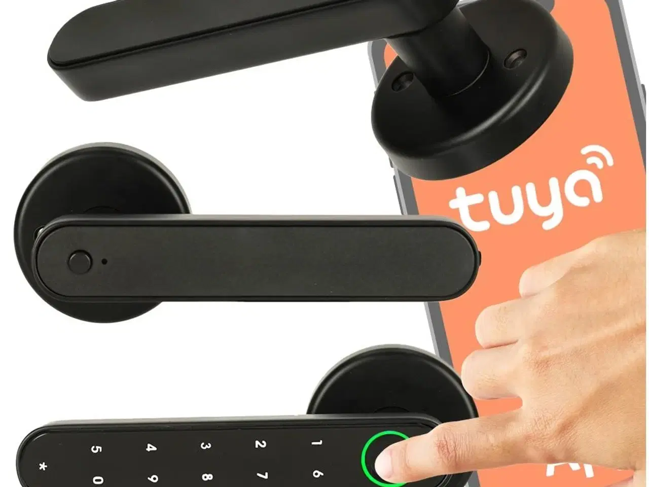 Billede 1 - Smart dørhåndtag med fingeraftryk, kode og Bluetooth - indendørs