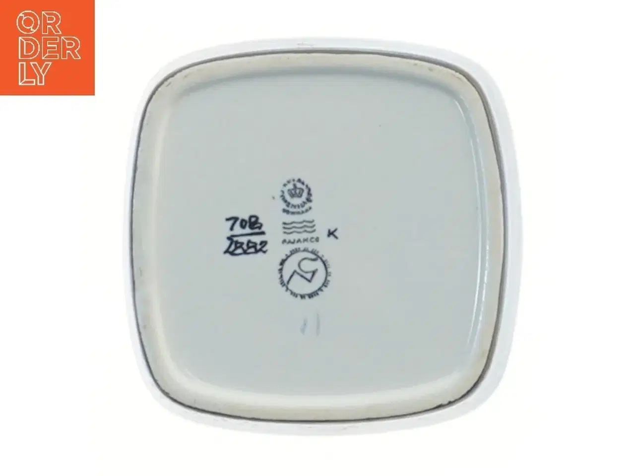 Billede 3 - Blåt keramikfad med fuglemotiv fra Royal Copenhagen (str. 11x11 cm)