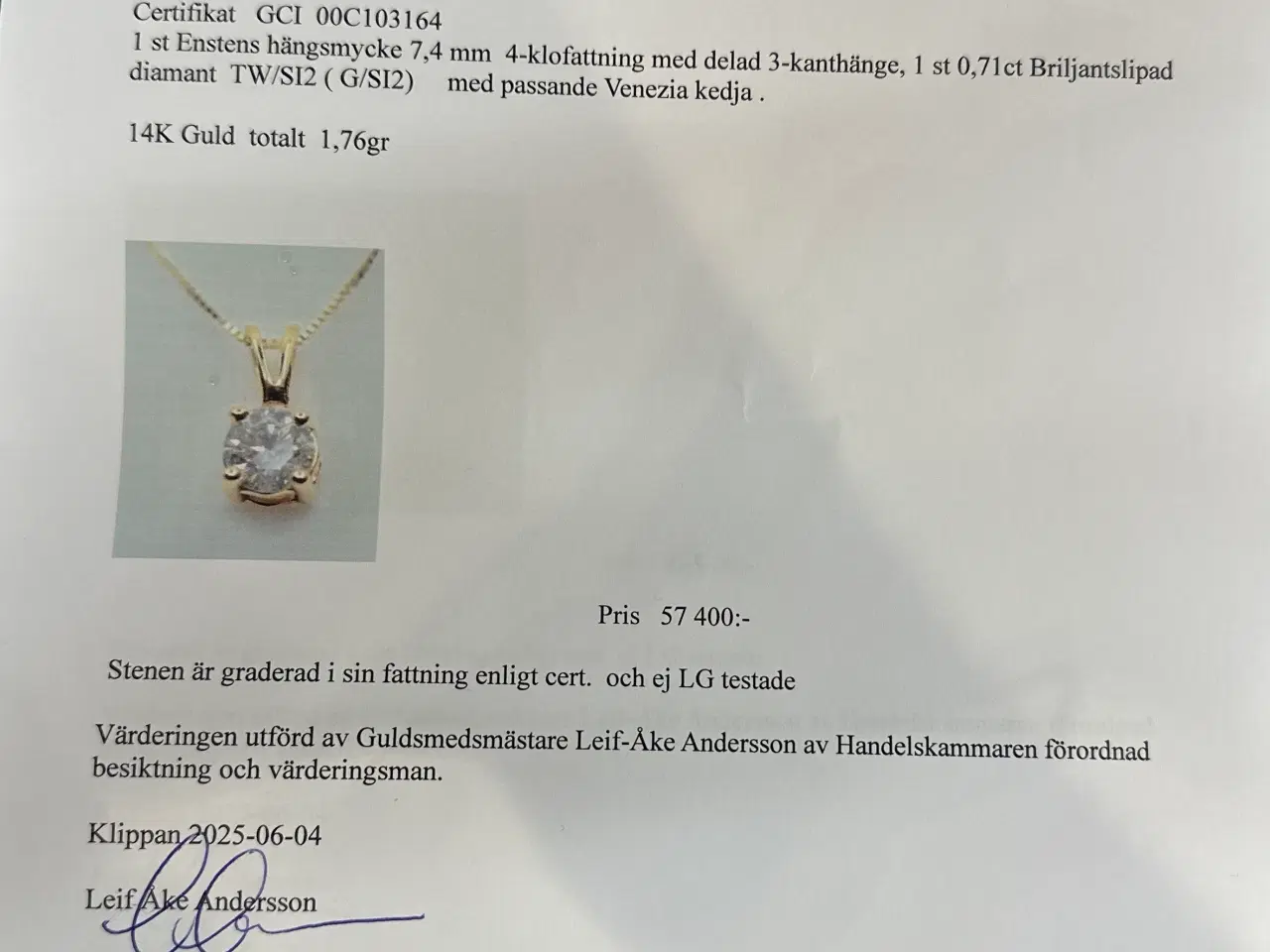 Billede 7 - Halskæde 0,71 karat