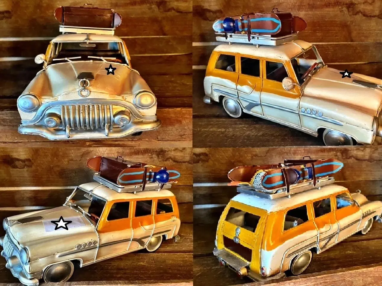 Billede 1 - * Blik-bil - med kufferter på taget (gul)