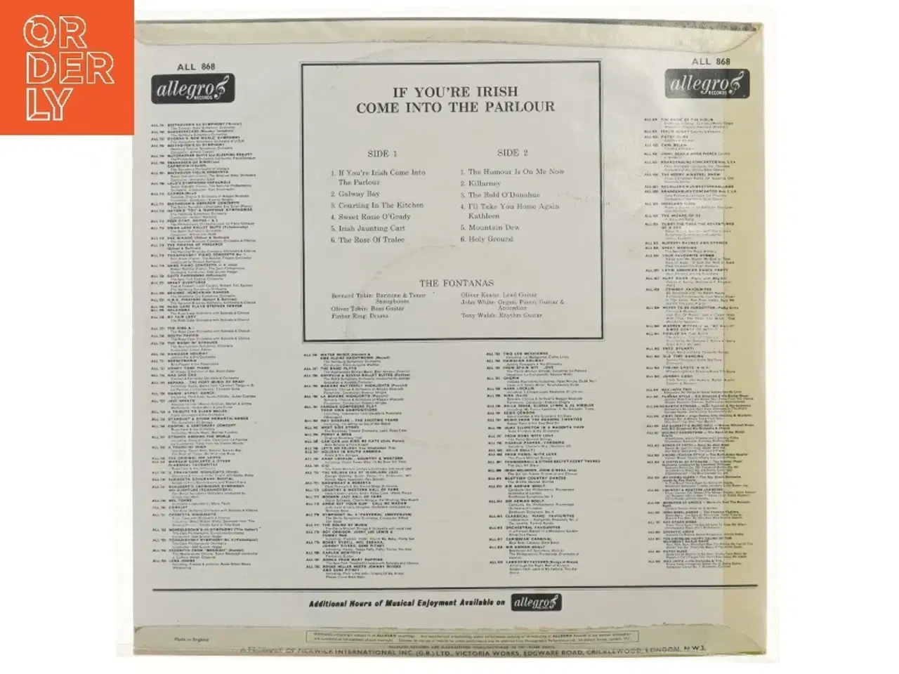 Billede 2 - LP - If You're Irish Come Into The Parlour fra Allegro Records