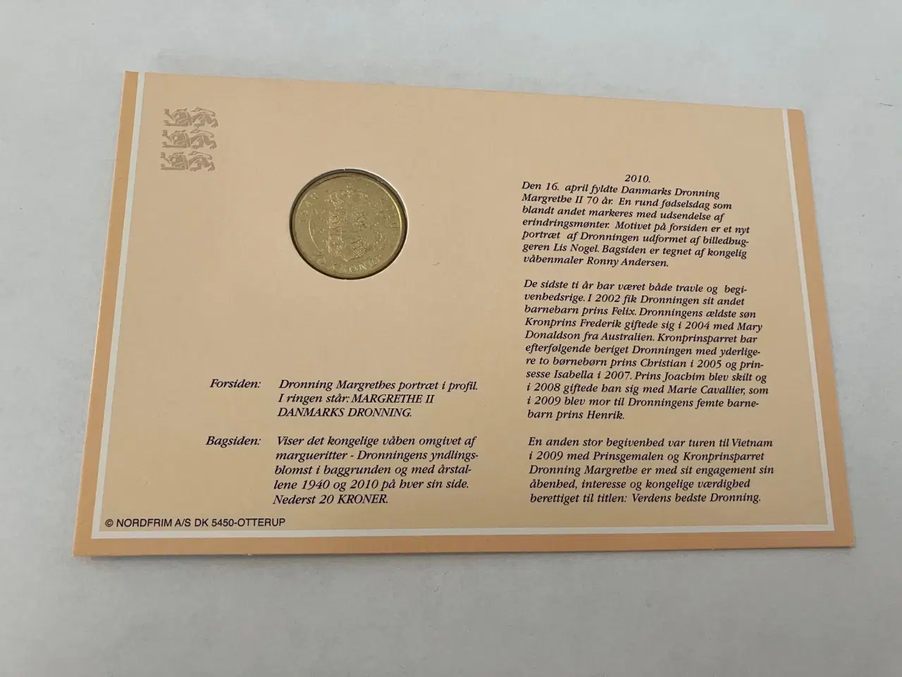 Billede 2 - 20 Kroner Dronning Magrethe II 70 år 2010