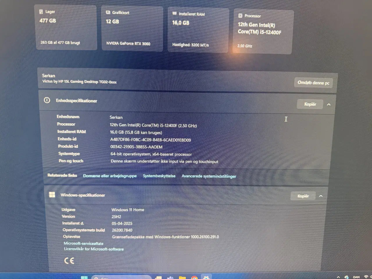 Billede 2 - HP Victus 3060 i5