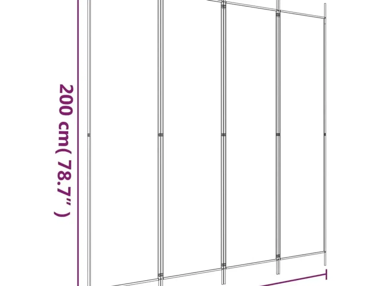 Billede 8 - 4-panels rumdeler 200x200 cm stof hvid