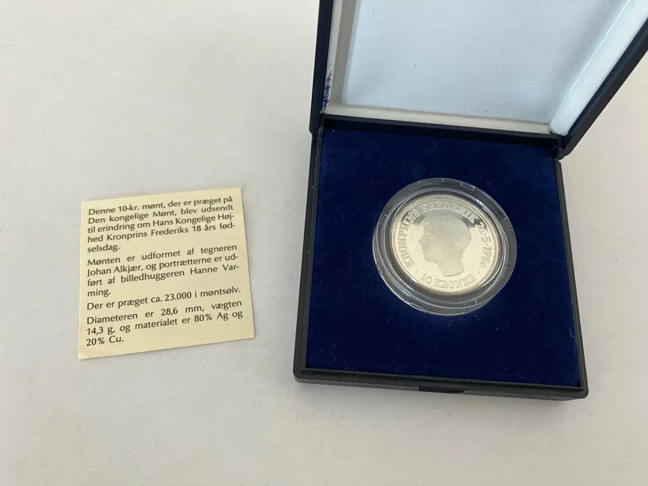 Billede 1 - 10 Kroner Kronprins Frederiks 18 års fødselsdag Sølvmønt