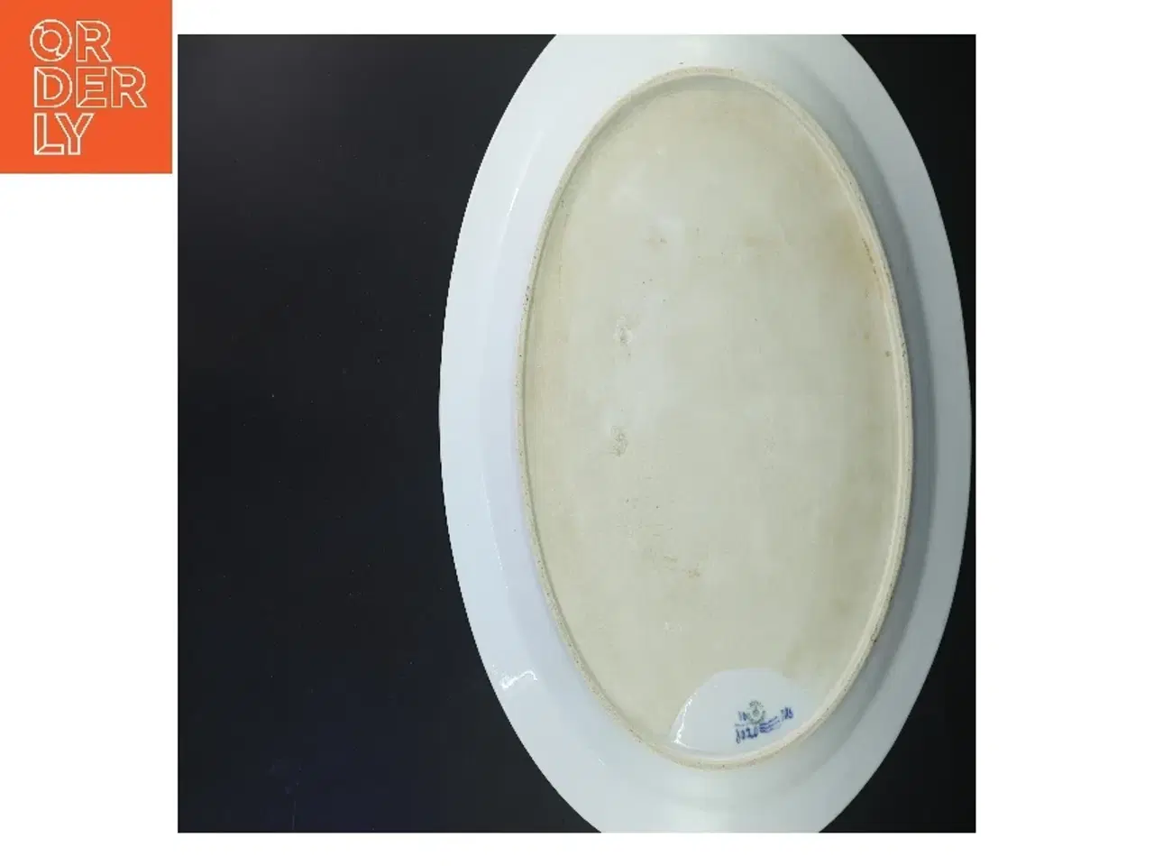 Billede 3 - Porcelænsfad med blå blomst fra Royal Copenhagen (str. 38x49 cm)