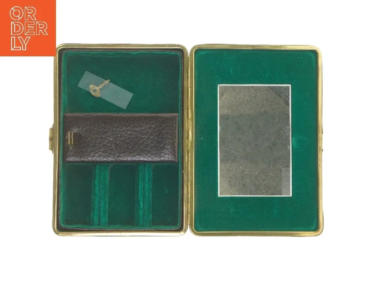 Billede 2 - Vintage Læder smykkeskrin med spejl og nøgle (str. 20x14x6 cm)