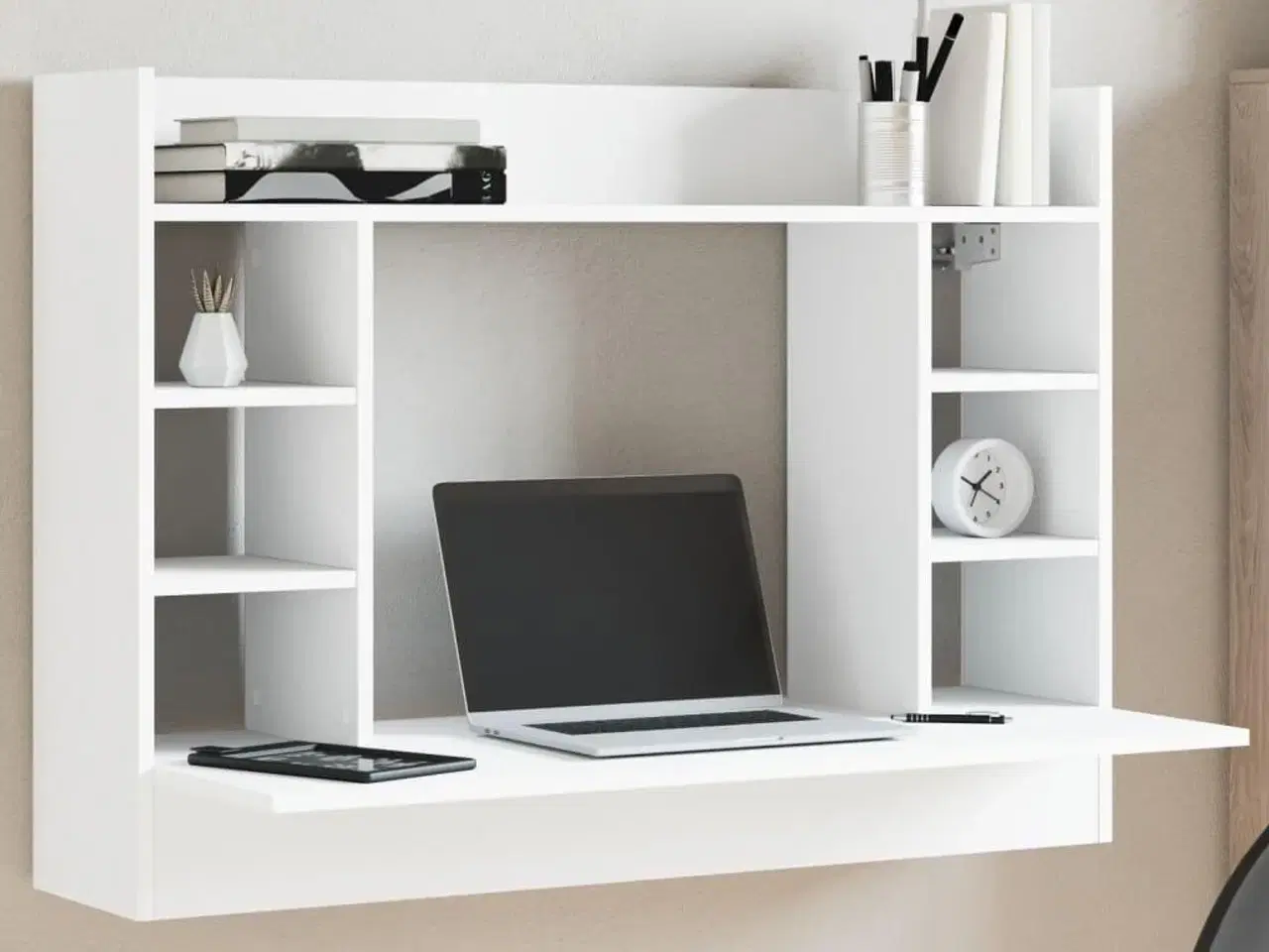 Billede 1 - Væghængt skrivebord 105x48x75 cm konstrueret træ hvid
