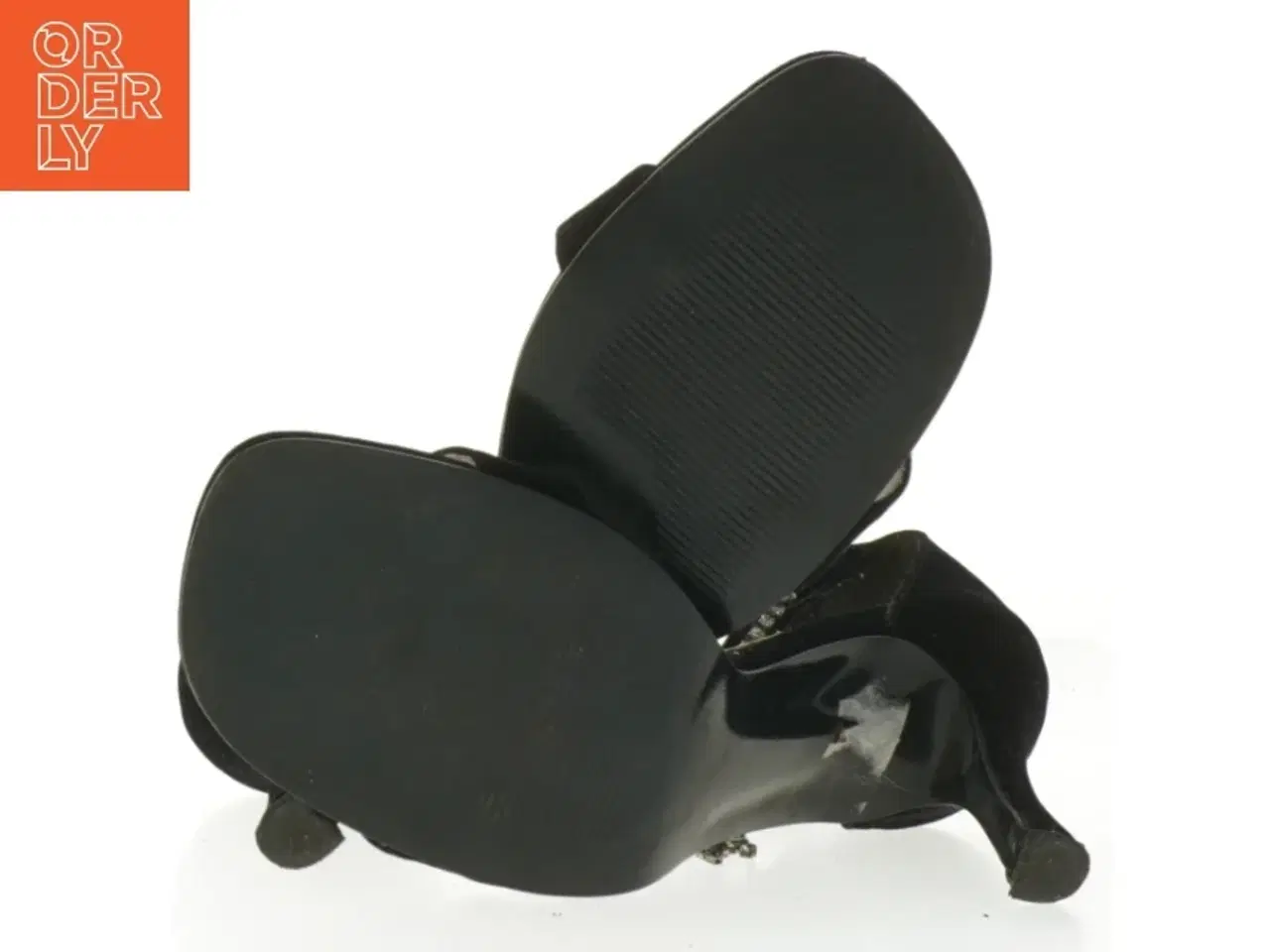 Billede 3 - Sorte højhælede sandaler med rhinsten fra Vanessa (str. 39 )