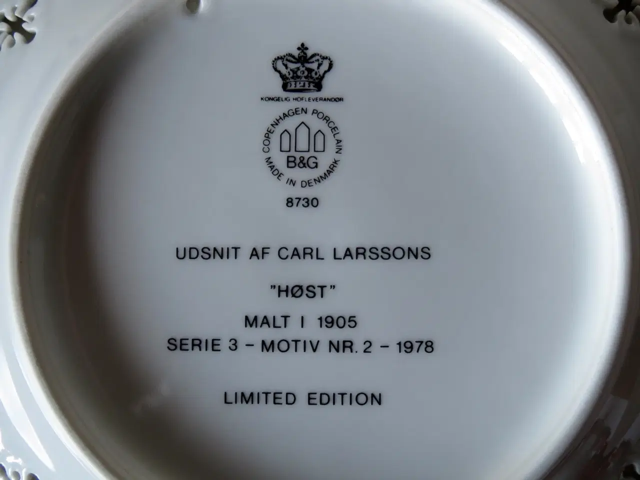 Billede 3 - Bing og Grøndahl Carl Larsson-tallerken