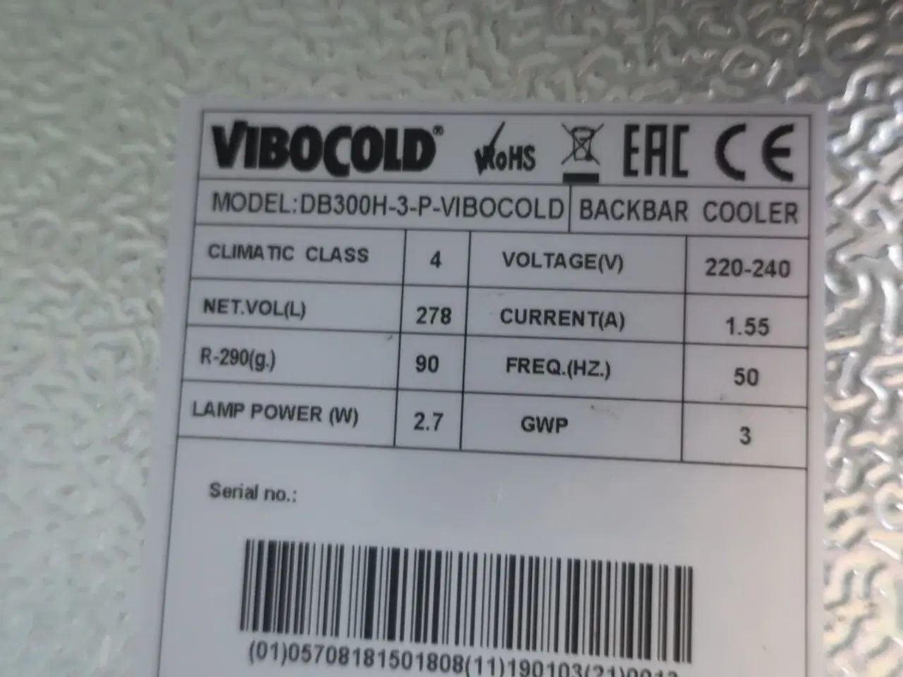 Billede 3 - Displaykøleskab/backbar VIBOCOLD DB300H-3-P
