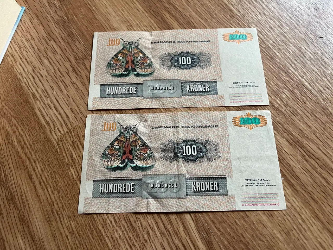 Billede 2 - To 100 kr sedler fra 1972a serien