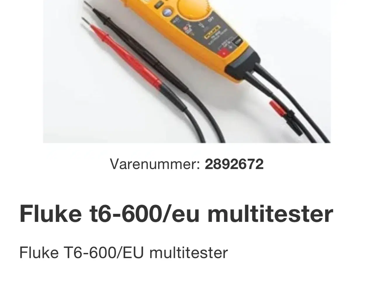 Billede 2 - Fluke T6-600 voltmeter / spændingsmåler