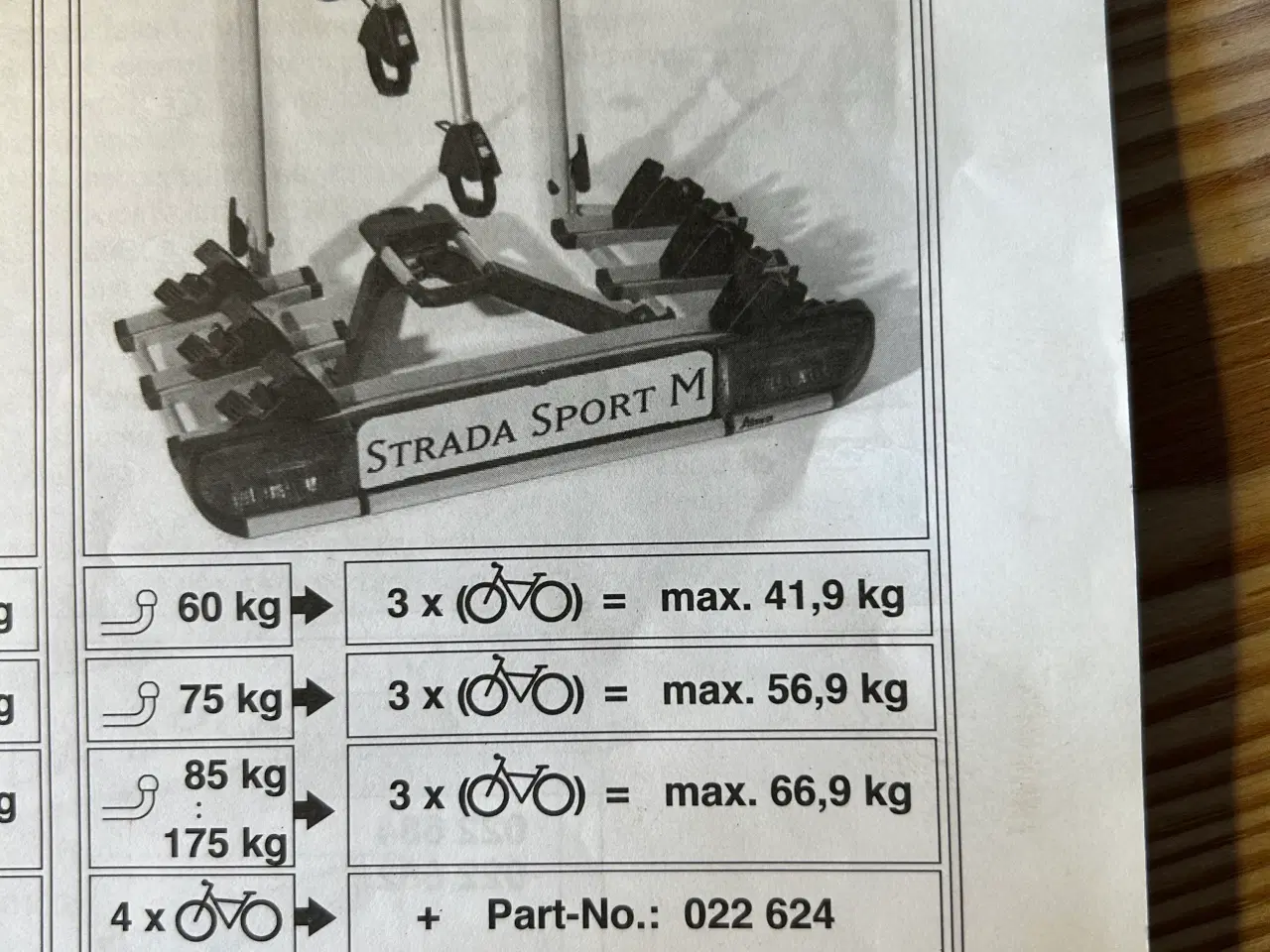 Billede 1 - Cykelholder til 4 cykler, 68kg last, Atera Sport M