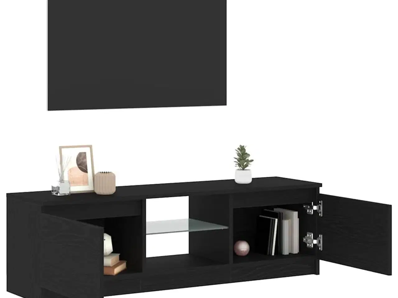 Billede 5 - Tv-bord med LED-lys 120x30x36 cm konstrueret træ sort egetræ