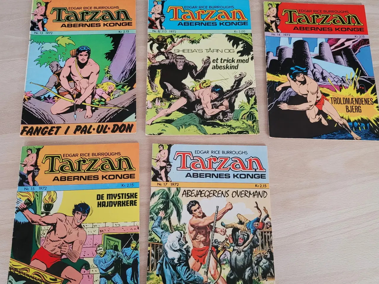 Billede 1 - 5 stk. Tarzanblade 1972: nr. 8, 13, 14, 15 og 17. 