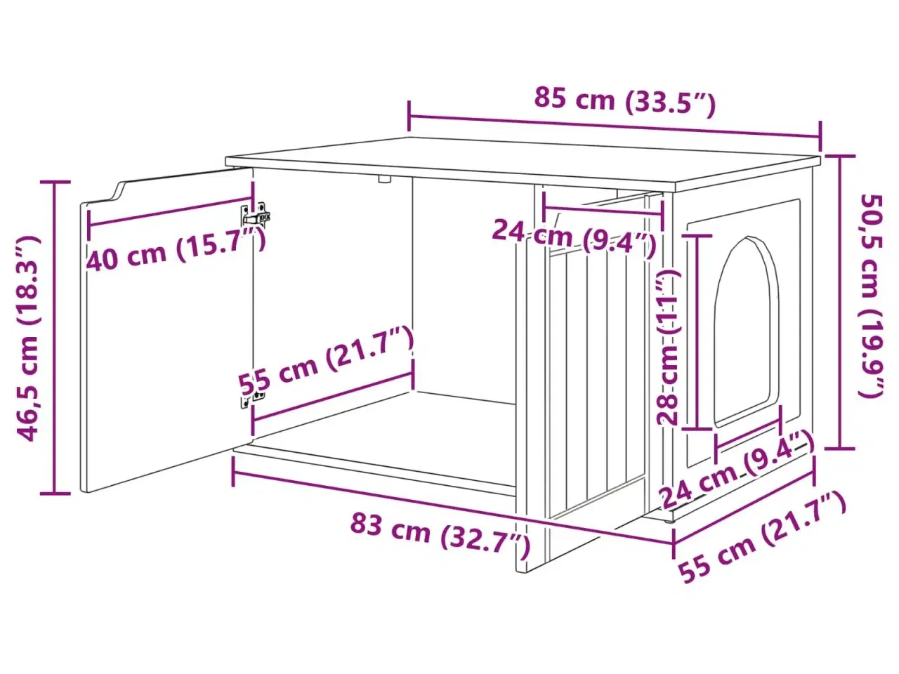 Billede 13 - Kat Hus Hvid 85 x 55 x 50 cm Konstrueret træ