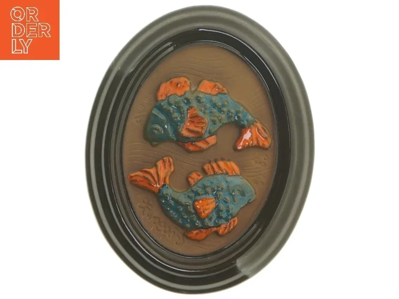 Billede 1 - Oval keramisk vægdekoration med fisk fra Gabriel (str. 17,5x14 cm)