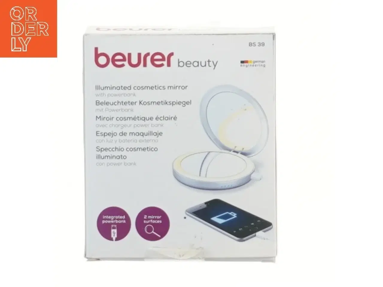 Billede 1 - Belyst kosmetikspejl med powerbank fra Beurer (str. 9,5 cm)