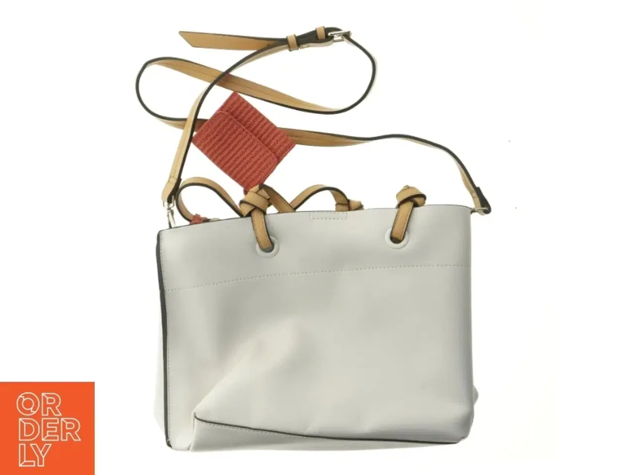 Billede 2 - Hvid håndtaske med rem (str. 32x24 cm)