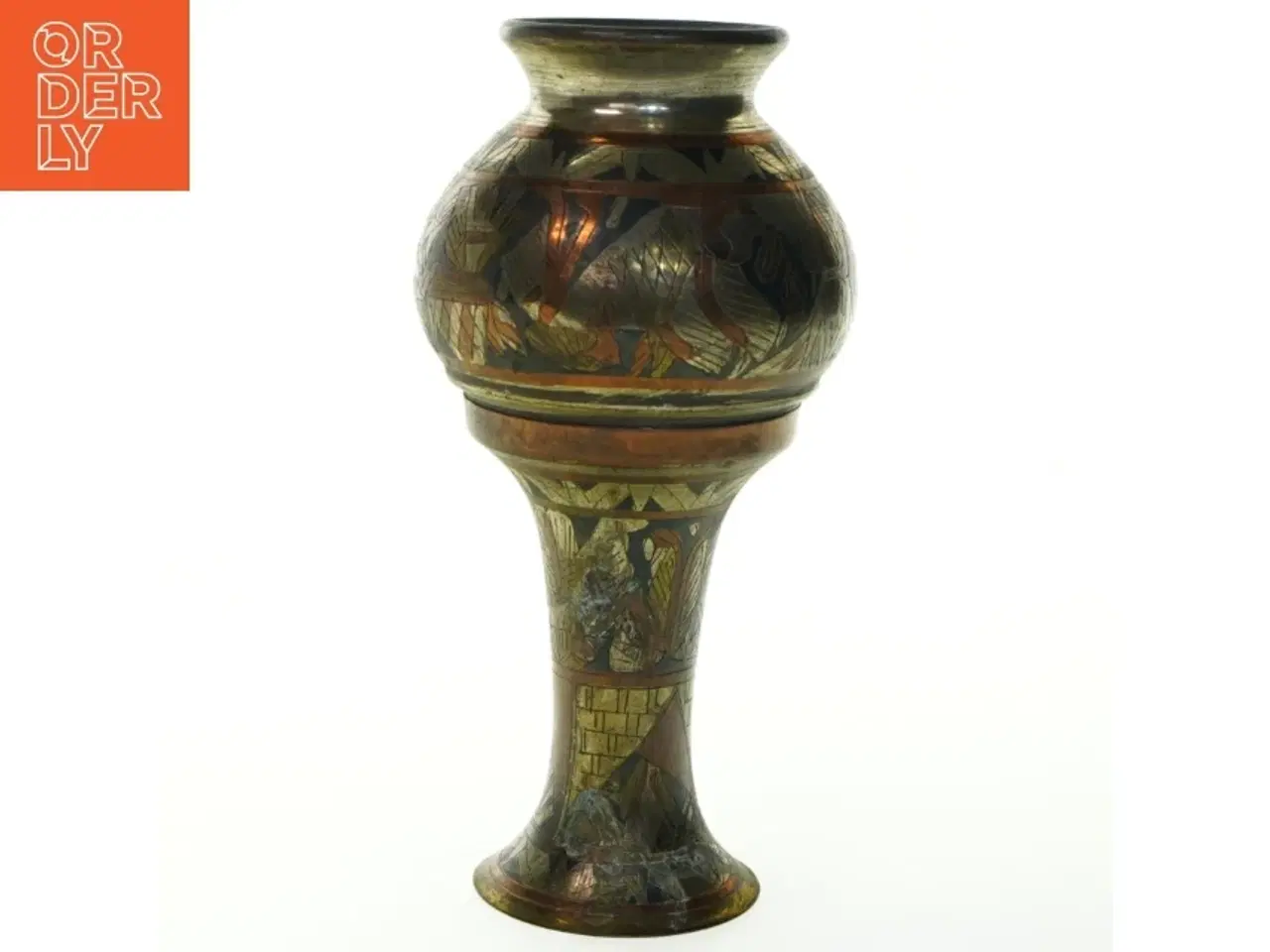Billede 3 - Dekoreret messing vase (str. 23x12 cm)