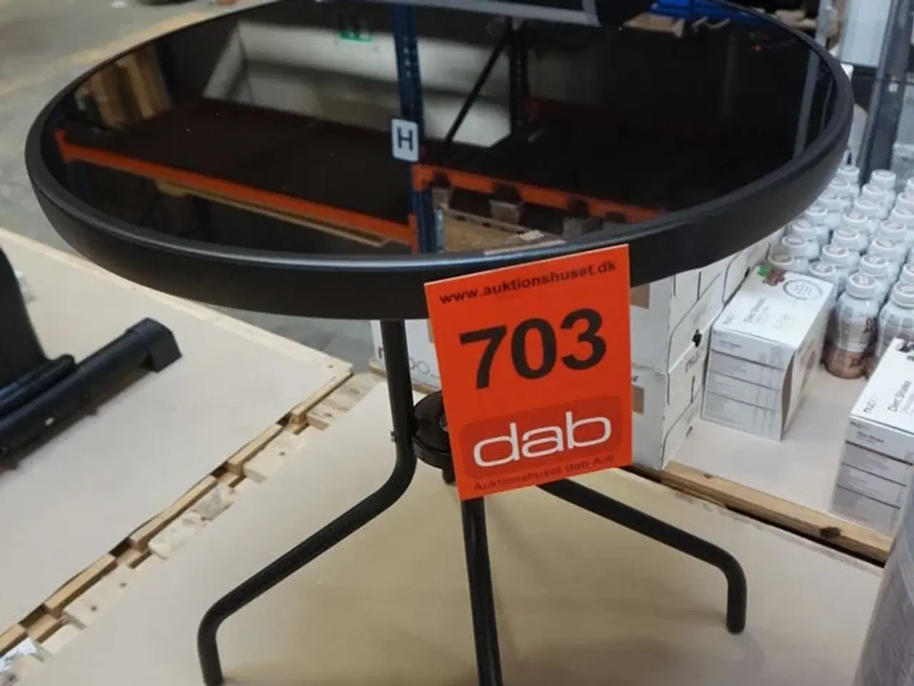 Billede 3 - Bistro Cafébord 60 cm rundt - med sort glasplade og sort metalstel