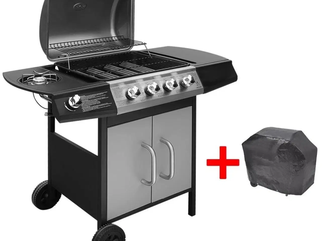 Billede 1 - Gasgrill 4 + 1 grillzoner sort og sølvfarvet