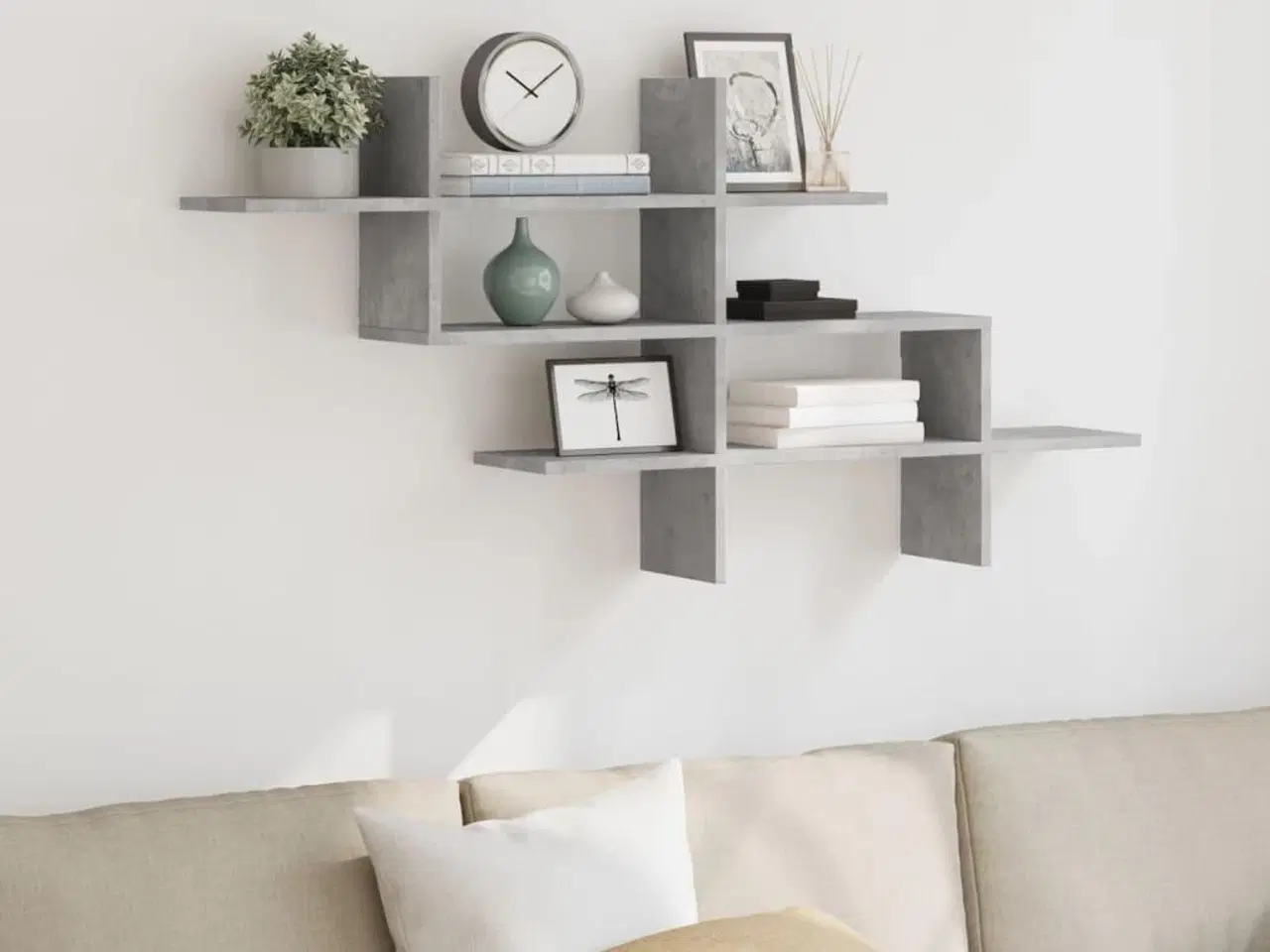 Billede 3 - Væghylde 124,5x18x60,5 cm konstrueret træ betongrå