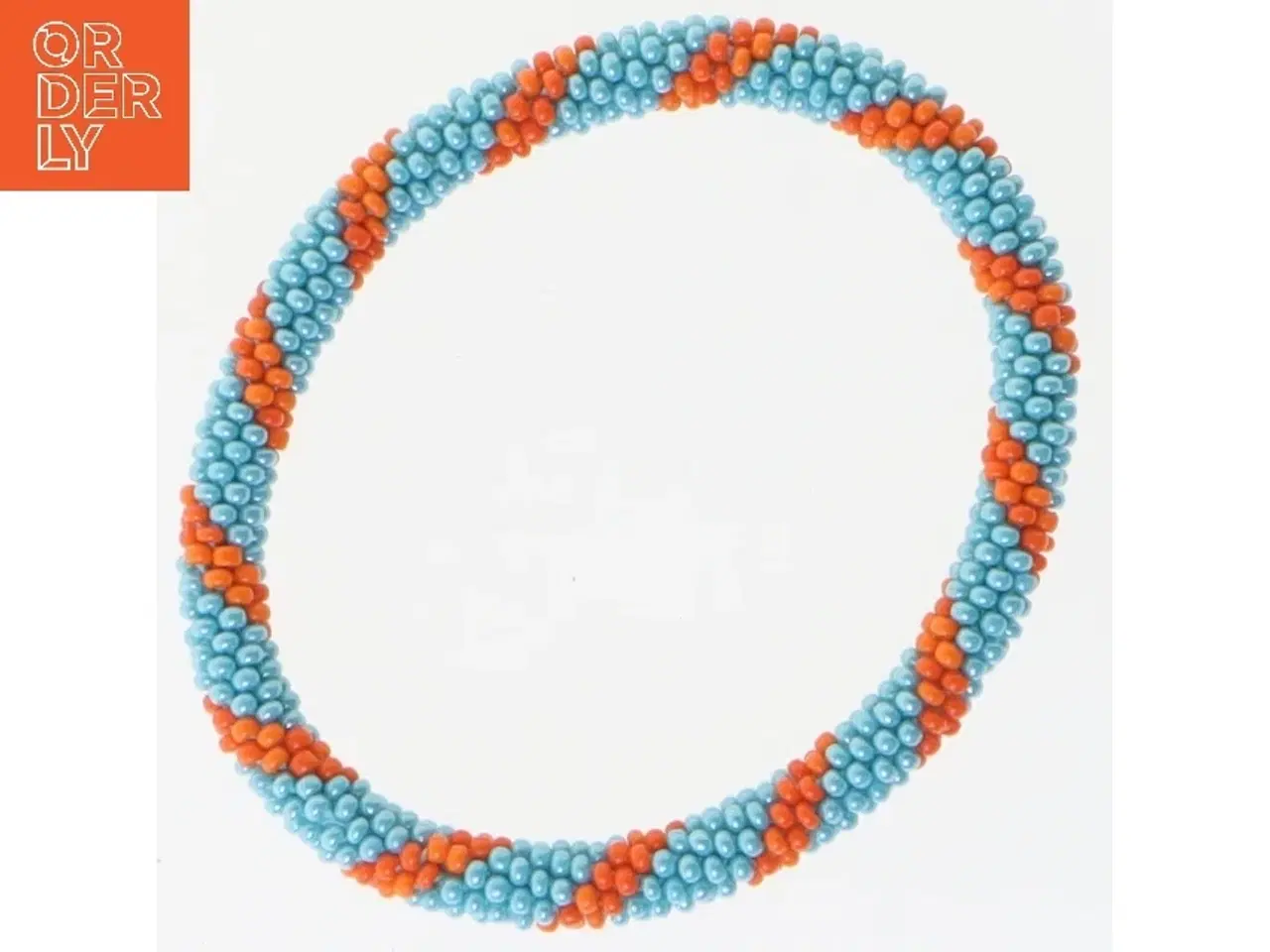 Billede 2 - Perlearmbånd i blå og orange (str. Ø 6 cm)