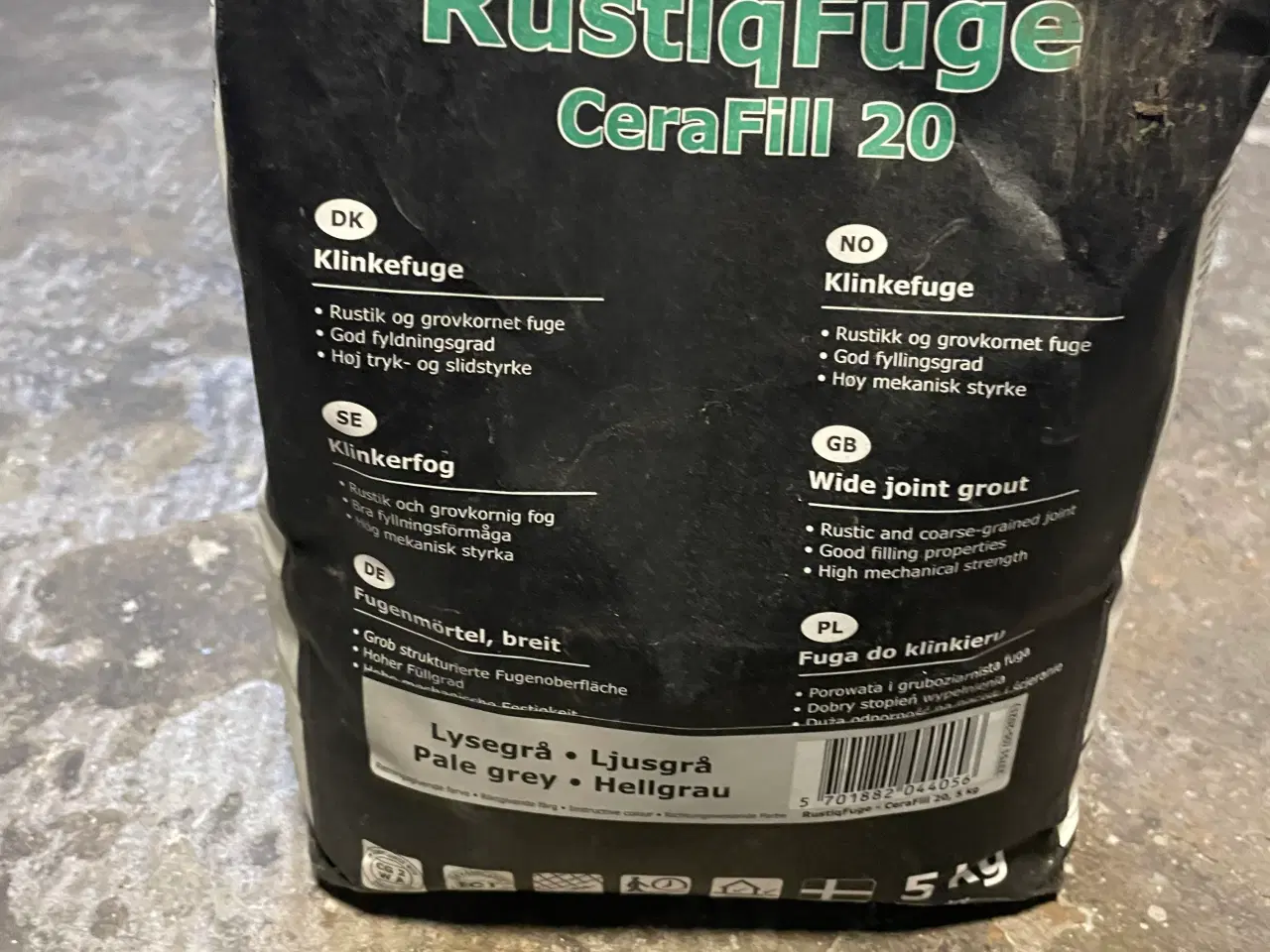 Billede 1 - Lysegrå klinkefuge ca. 1/2 pose tilbage