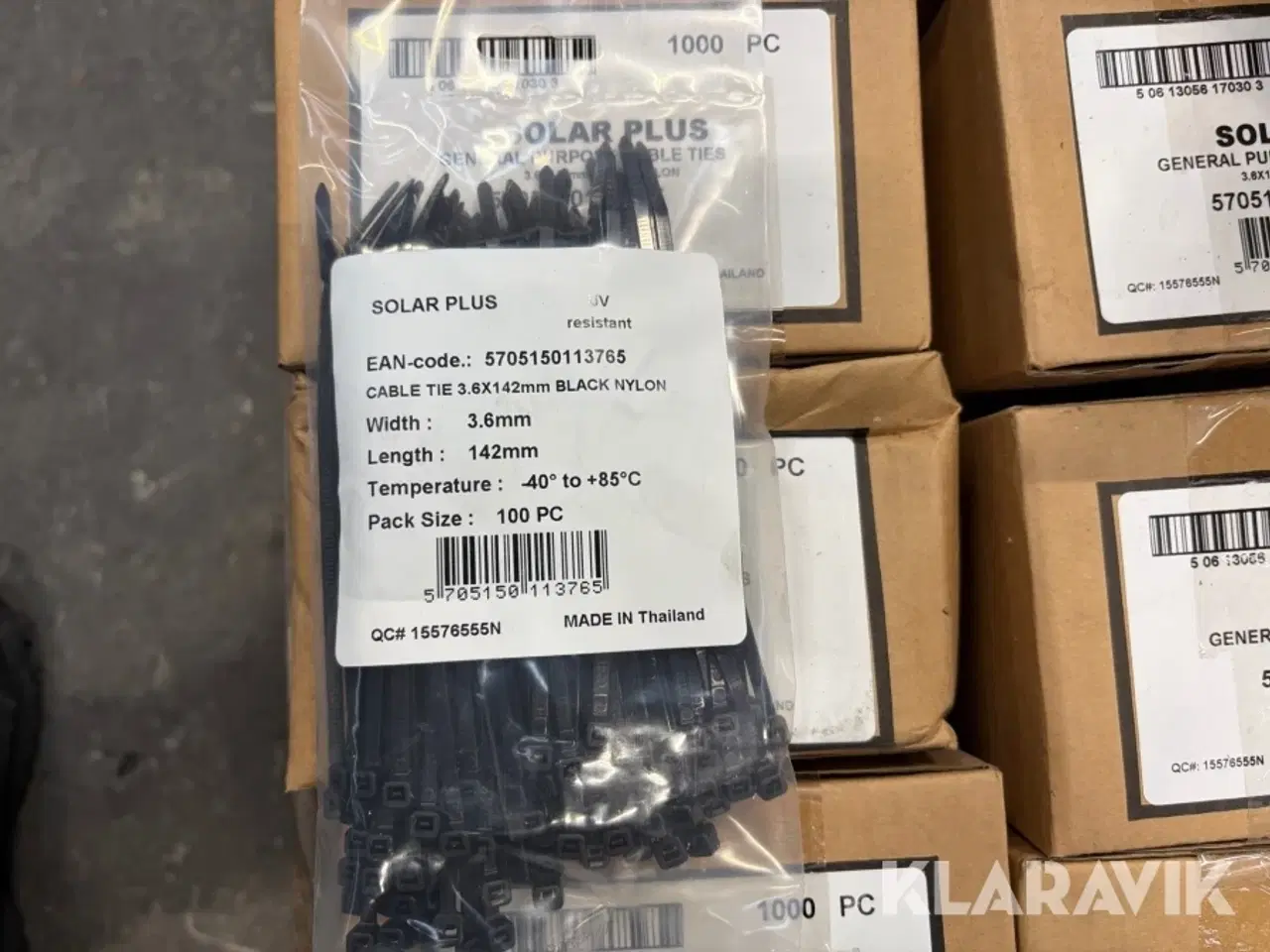 Billede 5 - Strips Solar Plus 3,6 x 142 mm sort nylon 37 kasser á 1000 styk samlet lot