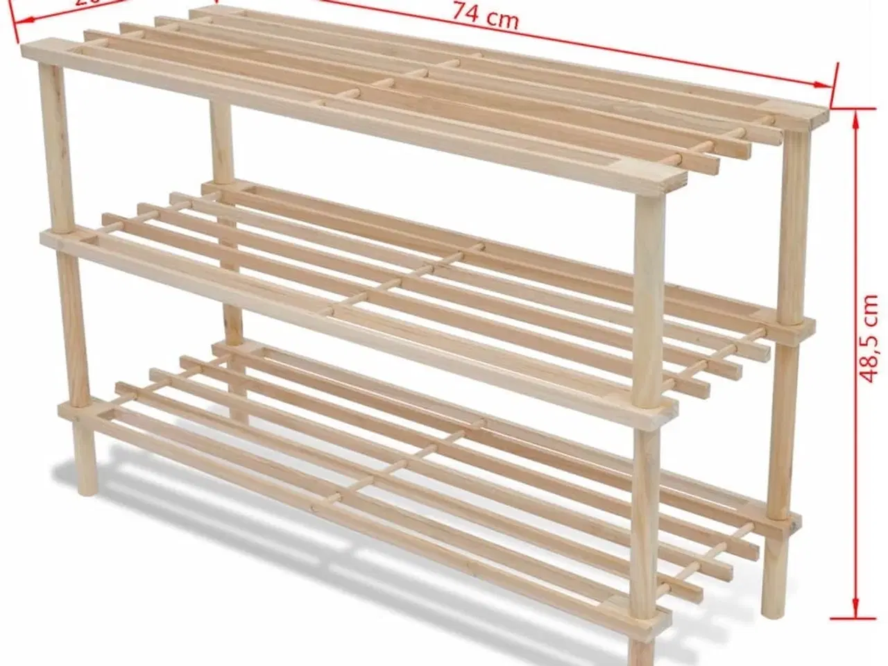 Billede 5 - Skoreoler med 3 hylder 2 stk. massivt fyrretræ