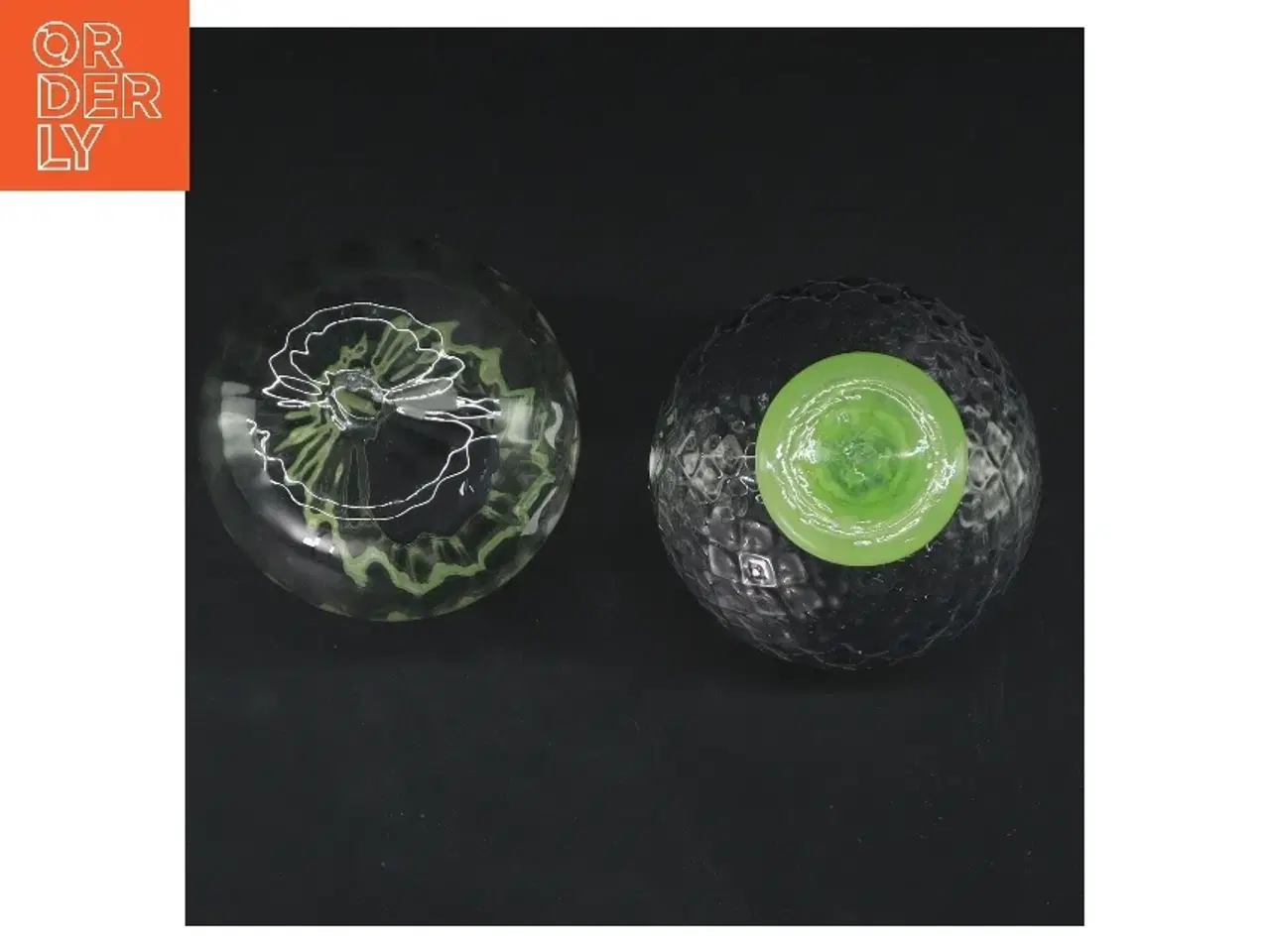 Billede 2 - Sukker og flødekande med gul kant i glas (str. 12,5 & 8,5 cm)