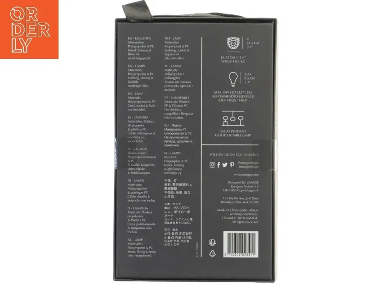 Billede 2 - Umage Silvia lampe mini grå fra Umage (str. ø 32 cm, højde 24,5 cm)