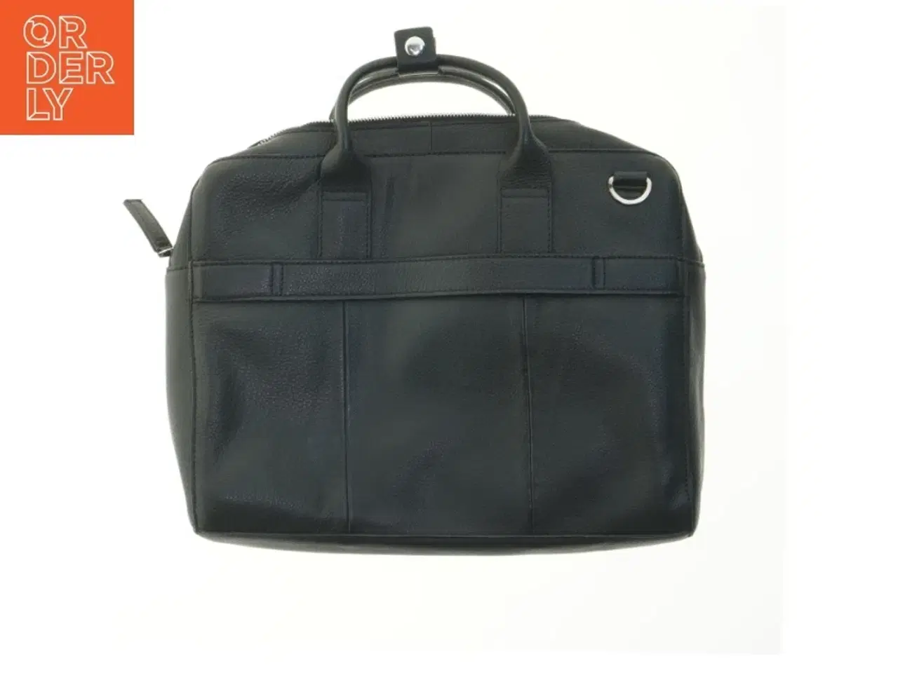 Billede 2 - Sort læder taske (str. 42,5x33,5 cm)